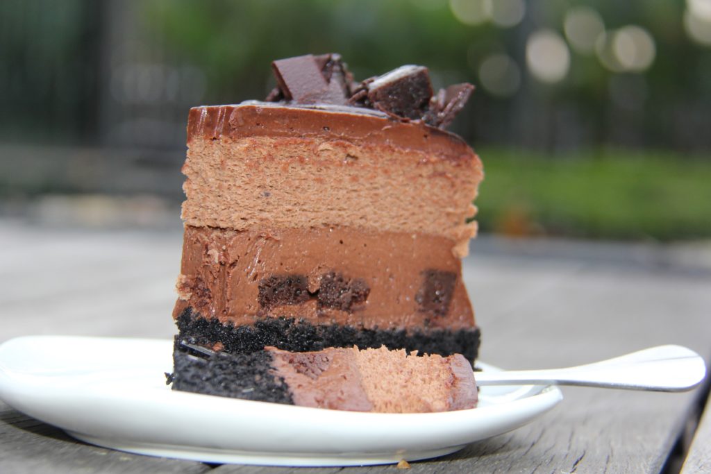 The 5 Shades of Chocolate - Possible the best chocolate cake on earth. Black chocolate sponge, fudge brownies, chocolate Japanese cheesecake, rich chocolate frosting and chocolate sauce